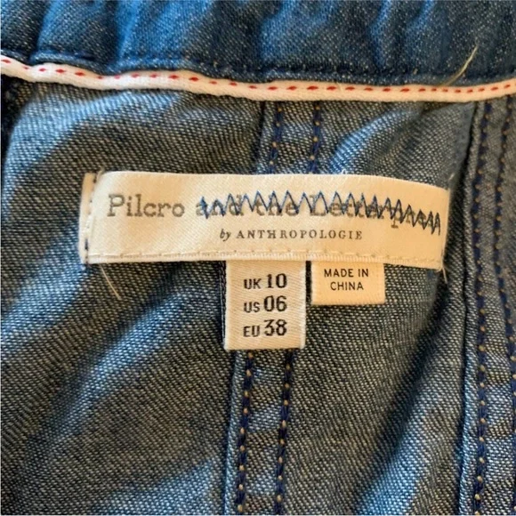 Anthropologie PILCRO Denim Midi Dress Fit N’ Flare Pockets Fitted  Size 6 - Picture 7 of 12